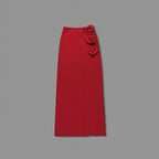 Strapless Red Slit Maxi Skirt H247