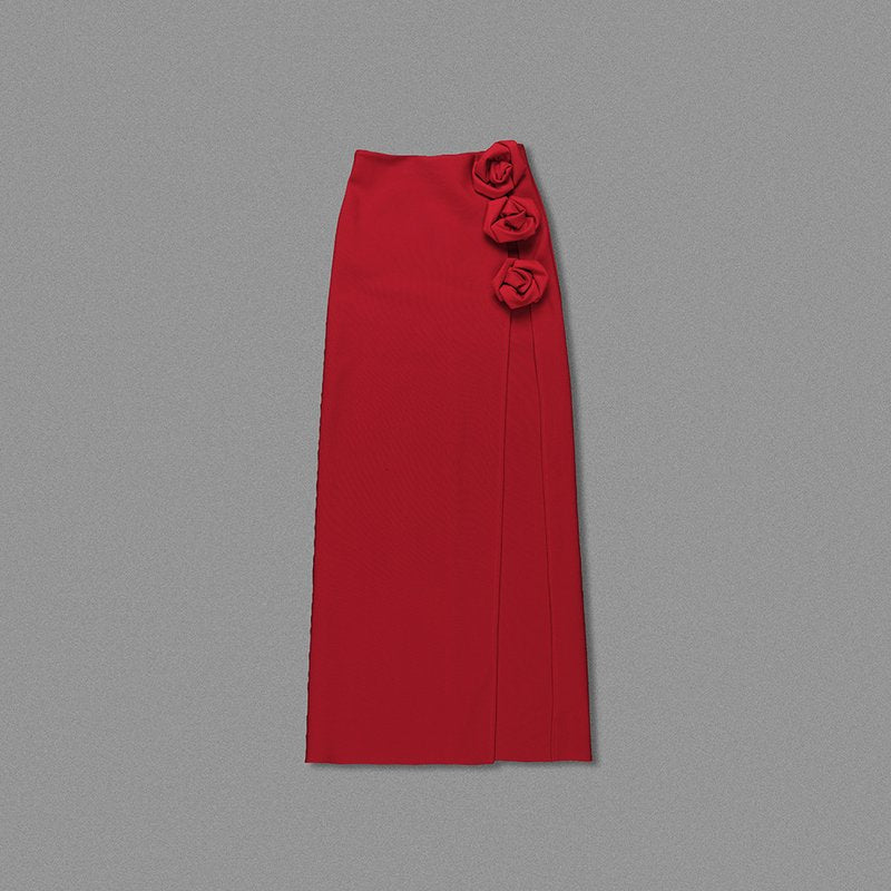 Strapless Red Slit Maxi Skirt H247