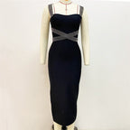 Strapless Rhinestone Bandage Midi Dress H6239