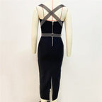 Strapless Rhinestone Bandage Midi Dress H6239