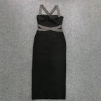 Strapless Rhinestone Bandage Midi Dress H6239