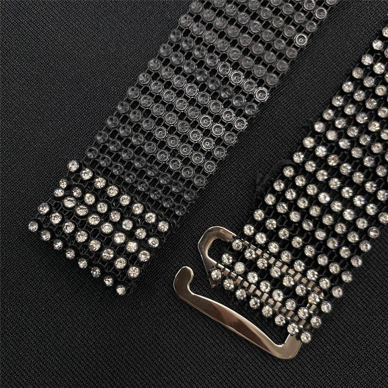 Strapless Rhinestone Bandage Midi Dress H6239