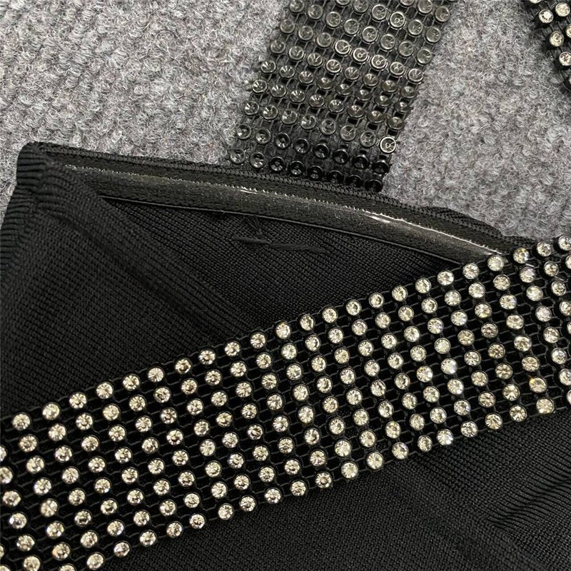 Strapless Rhinestone Bandage Midi Dress H6239