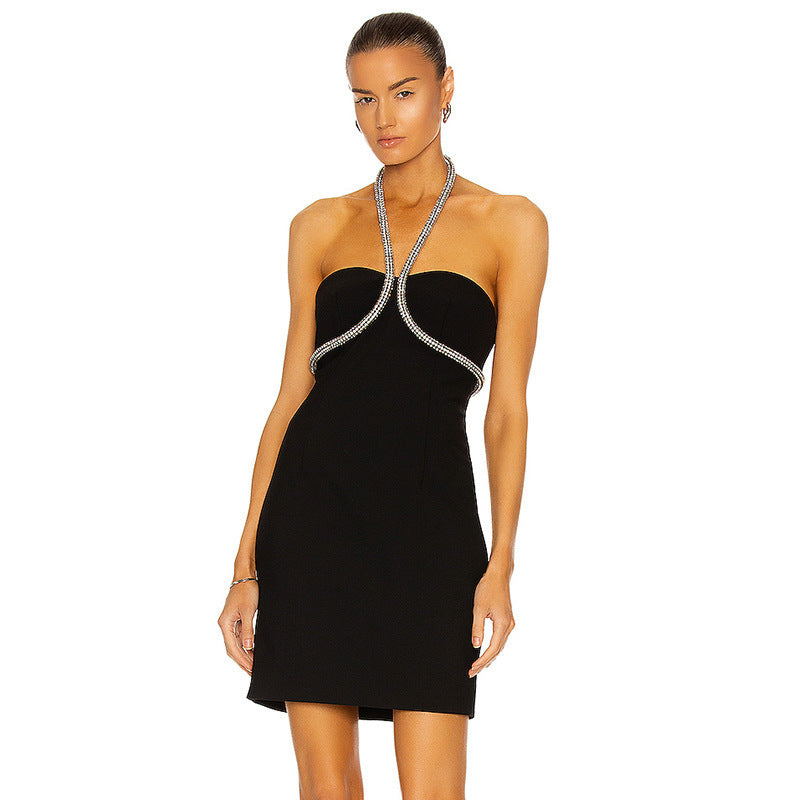 Strapless Rhinestone Bandage Mini Dress H3917