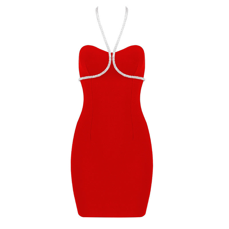 Strapless Rhinestone Bandage Mini Dress H3917