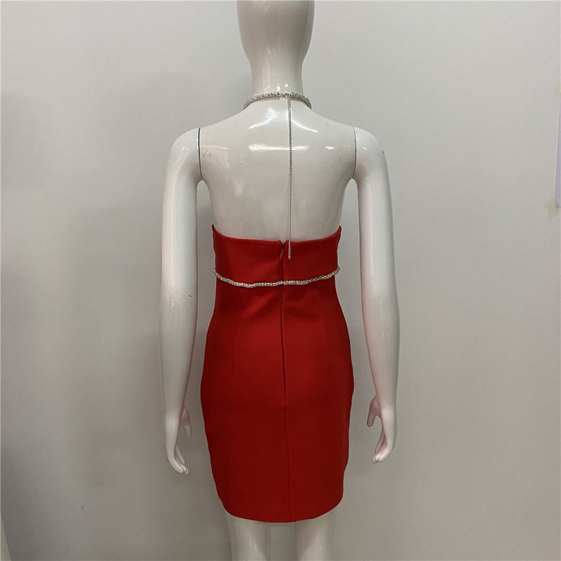 Strapless Rhinestone Bandage Mini Dress H3917