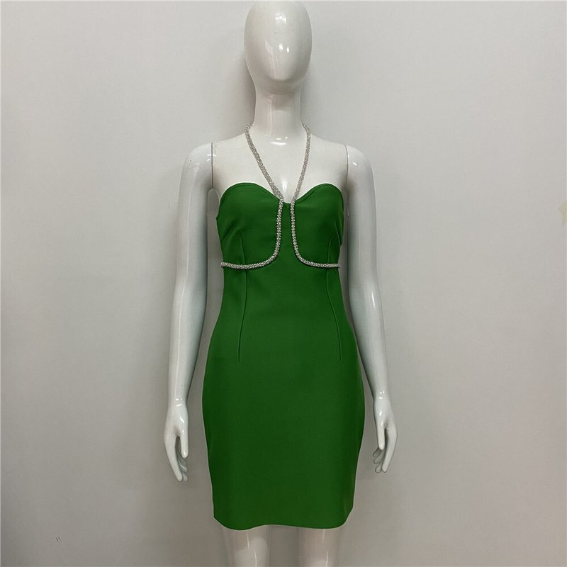 Strapless Rhinestone Bandage Mini Dress H3917