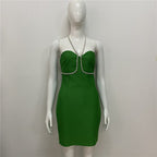 Strapless Rhinestone Bandage Mini Dress H3917