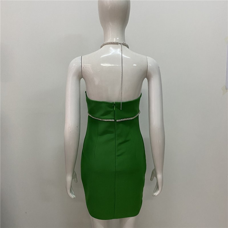 Strapless Rhinestone Bandage Mini Dress H3917