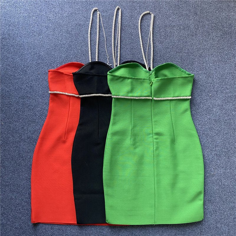 Strapless Rhinestone Bandage Mini Dress H3917
