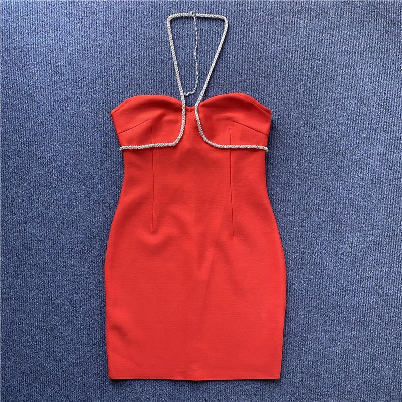 Strapless Rhinestone Bandage Mini Dress H3917