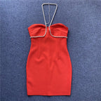 Strapless Rhinestone Bandage Mini Dress H3917
