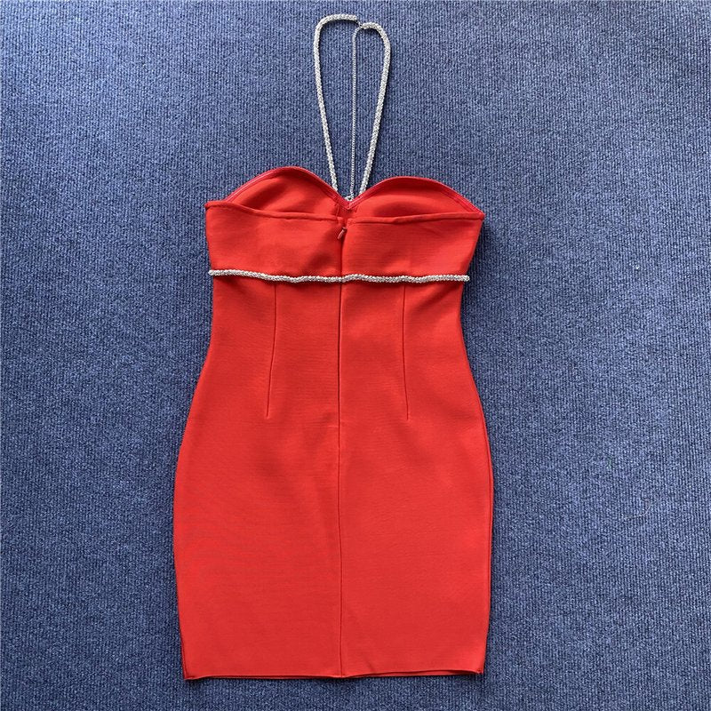 Strapless Rhinestone Bandage Mini Dress H3917