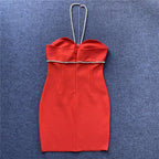 Strapless Rhinestone Bandage Mini Dress H3917