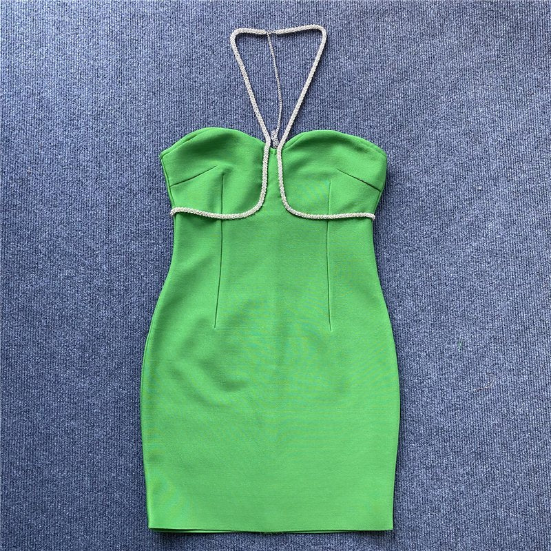 Strapless Rhinestone Bandage Mini Dress H3917