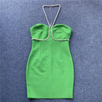 Strapless Rhinestone Bandage Mini Dress H3917