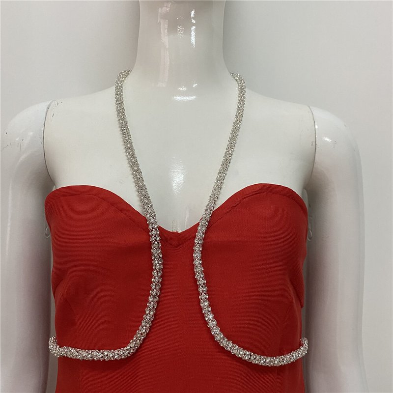 Strapless Rhinestone Bandage Mini Dress H3917