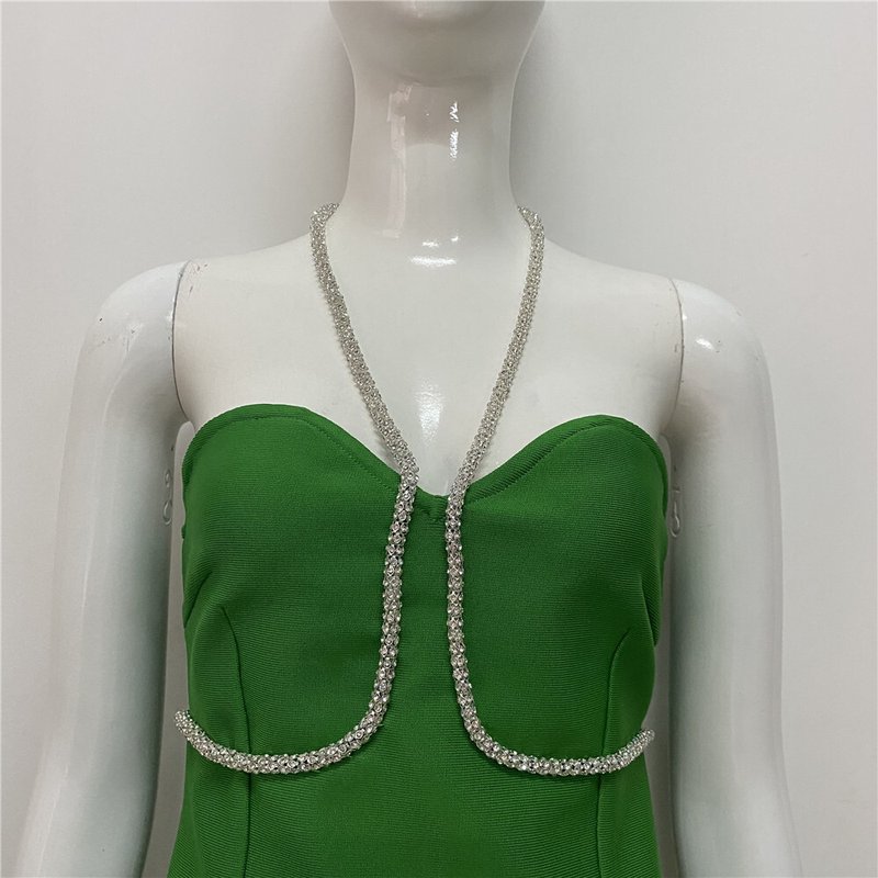 Strapless Rhinestone Bandage Mini Dress H3917