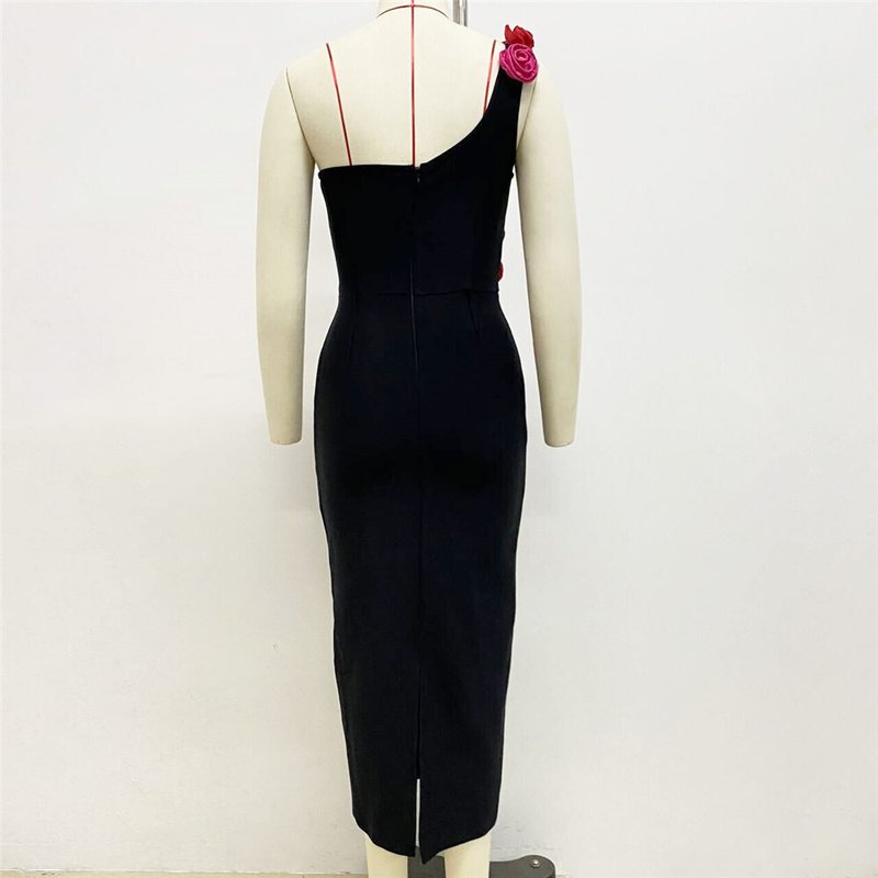 Strapless Rose Appliqué Bandage Dress H6224
