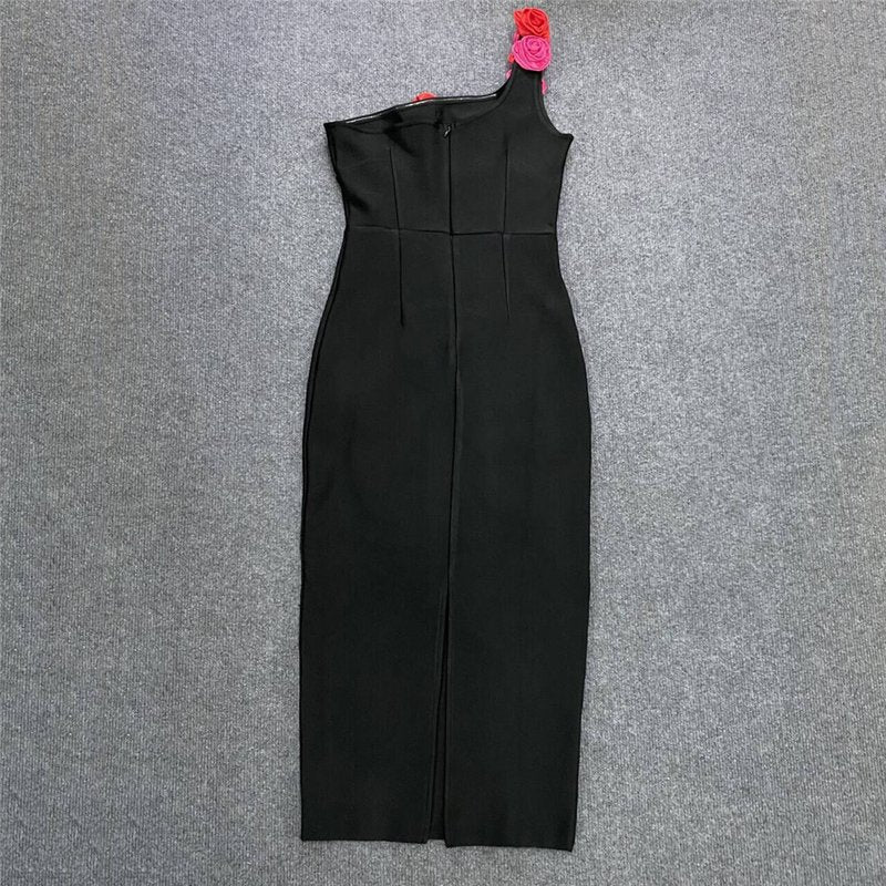 Strapless Rose Appliqué Bandage Dress H6224