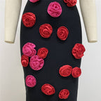 Strapless Rose Appliqué Bandage Dress H6224
