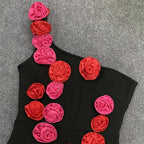 Strapless Rose Appliqué Bandage Dress H6224