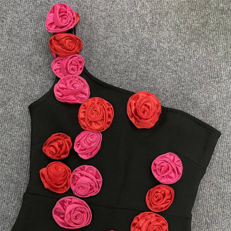 Strapless Rose Appliqué Bandage Dress H6224