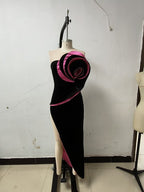 Strapless Rose Appliqué Maxi Dress H6350