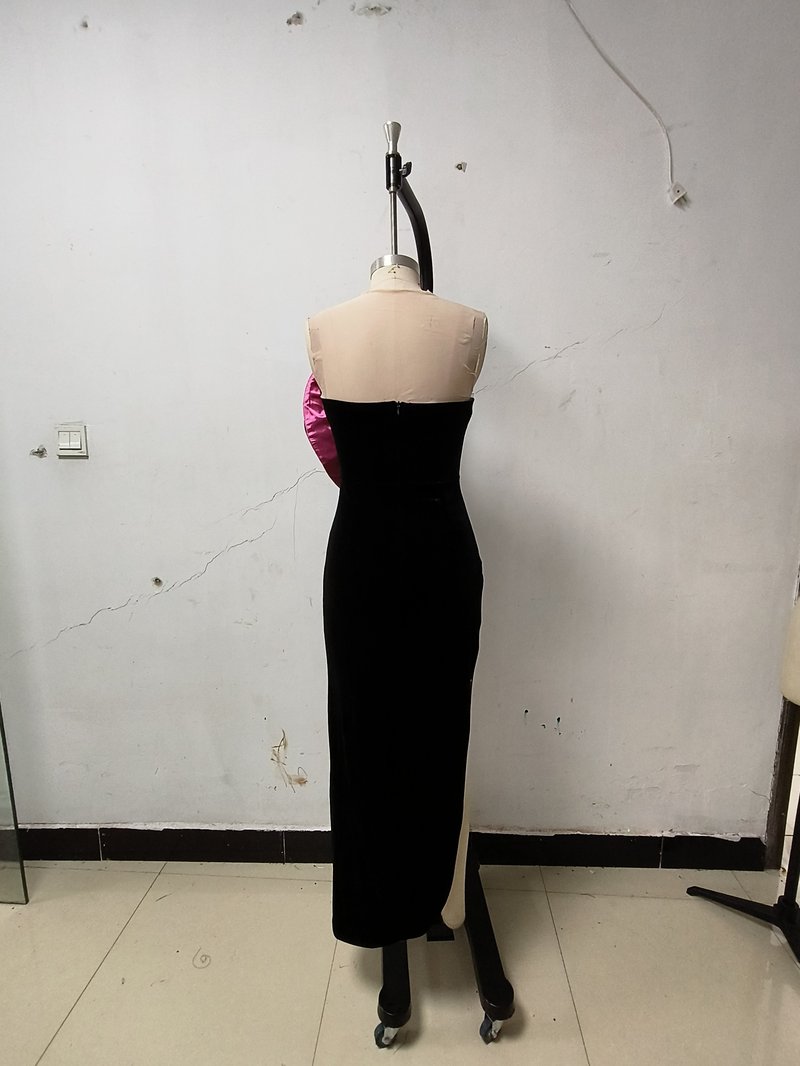 Strapless Rose Appliqué Maxi Dress H6350