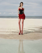 Strapless Rose Applique Corset Dress H6568