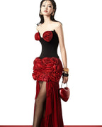 Strapless Rose Applique Corset Dress H6568