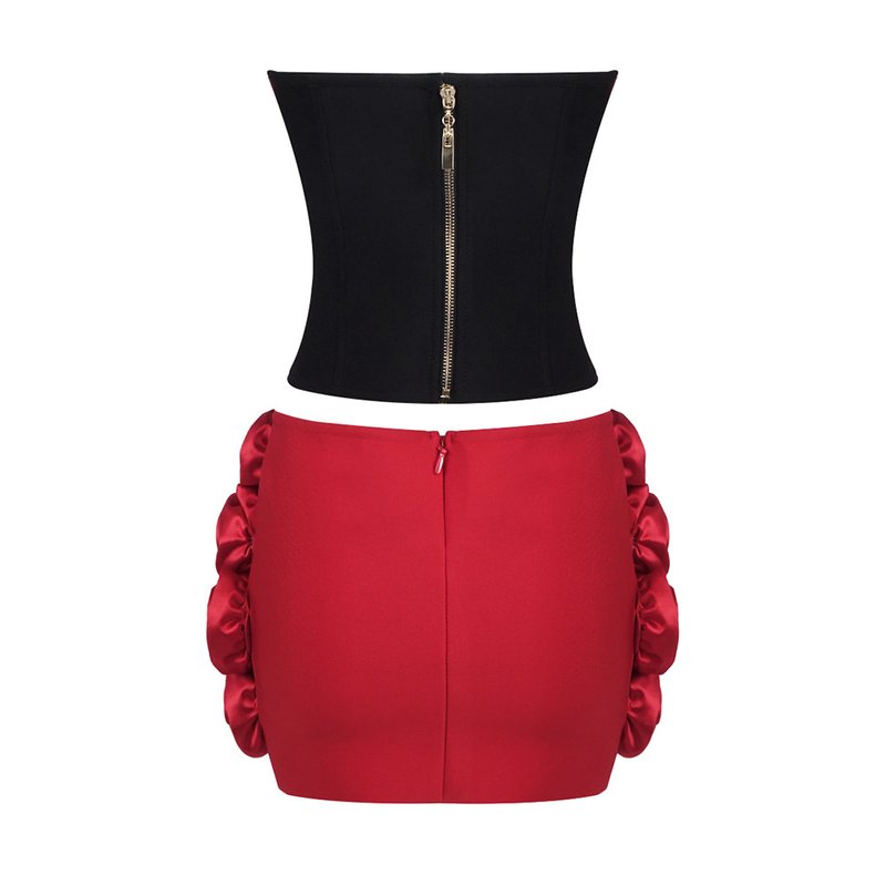 Strapless Rose Applique Corset Dress H6568