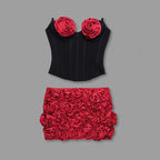 Strapless Rose Applique Corset Dress H6568