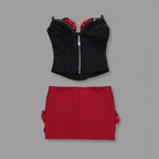Strapless Rose Applique Corset Dress H6568