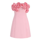 Strapless Rose Applique Mini Dress H6056
