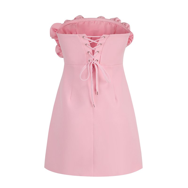 Strapless Rose Applique Mini Dress H6056