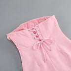 Strapless Rose Applique Mini Dress H6056