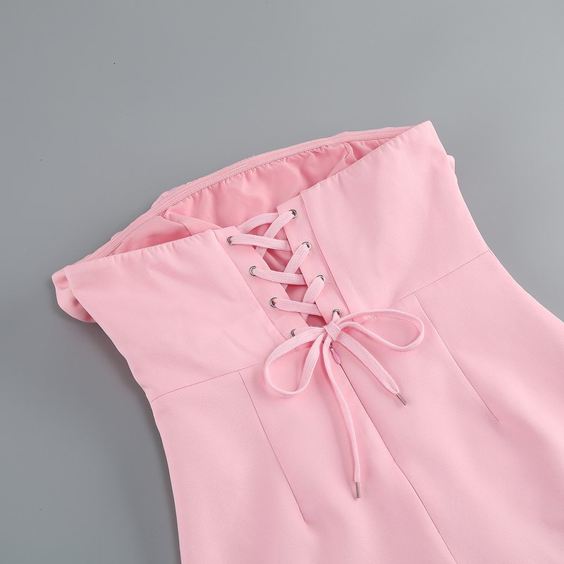 Strapless Rose Applique Mini Dress H6056
