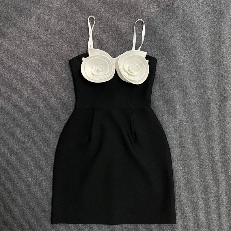 Strapless Rose Applique Mini Dress H6156