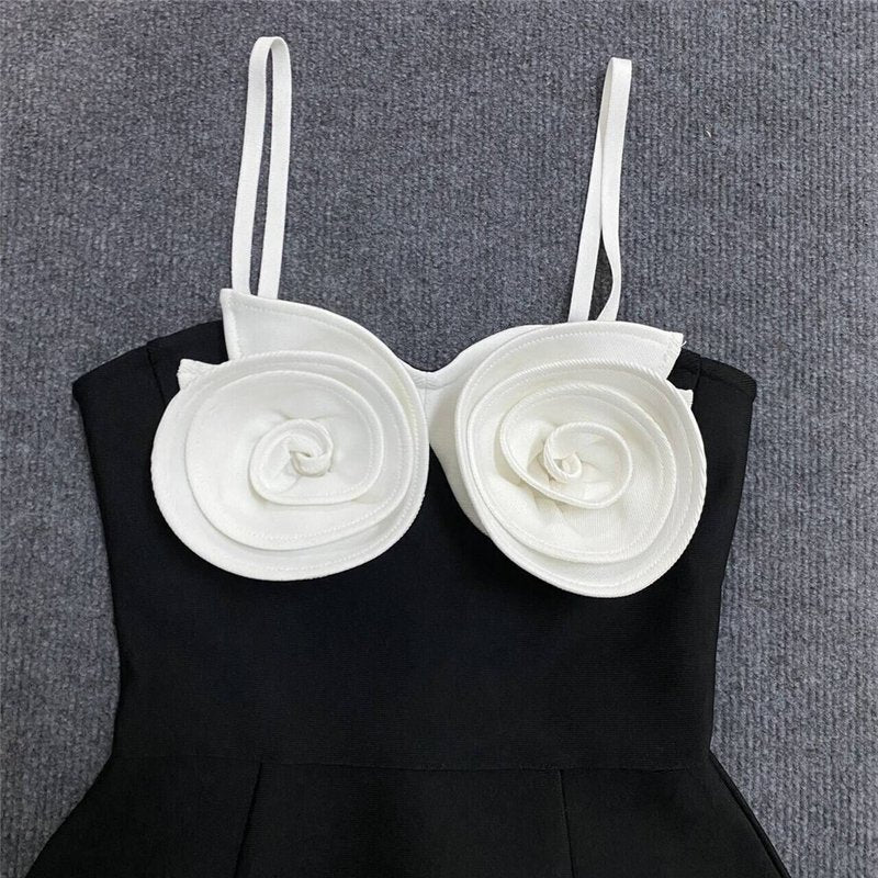 Strapless Rose Applique Mini Dress H6156
