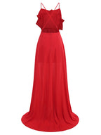 Strapless Rose Applique Red Gown H6679