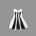 Strapless Rose Applique Stripe Dress H6692