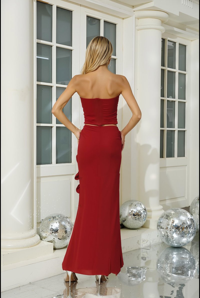 Strapless Rose Applique Two-Piece Set H6767