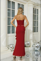 Strapless Rose Applique Two-Piece Set H6767