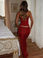 Strapless Rose Applique Two-Piece Set H6767