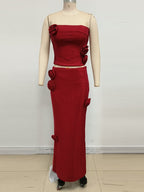 Strapless Rose Applique Two-Piece Set H6767