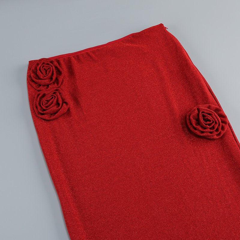 Strapless Rose Applique Two-Piece Set H6767