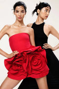 Strapless Rose Embellished Mini Dress H6215