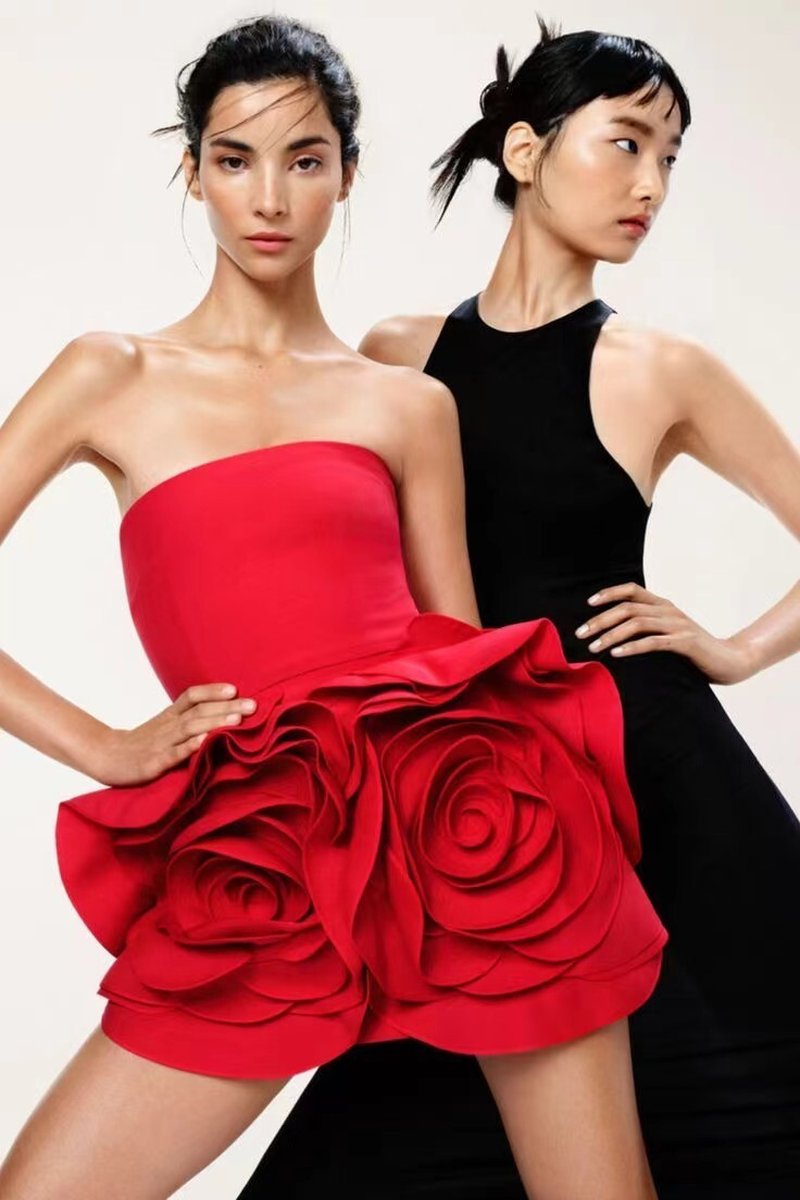 Strapless Rose Embellished Mini Dress H6215