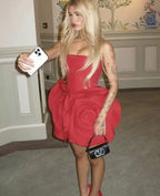 Strapless Rose Embellished Mini Dress H6215